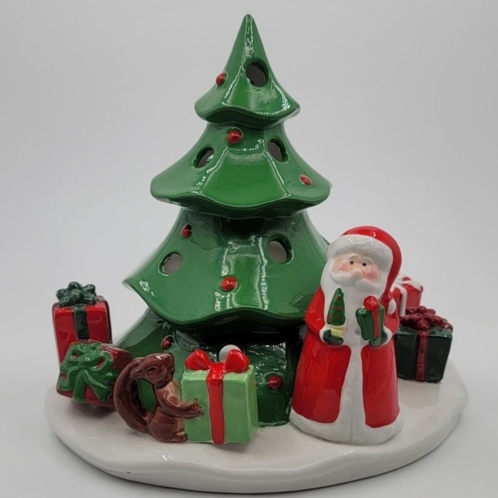 White Barn Candle Co Christmas Tree Santa Ceramic Tealight Luminary 66302962
